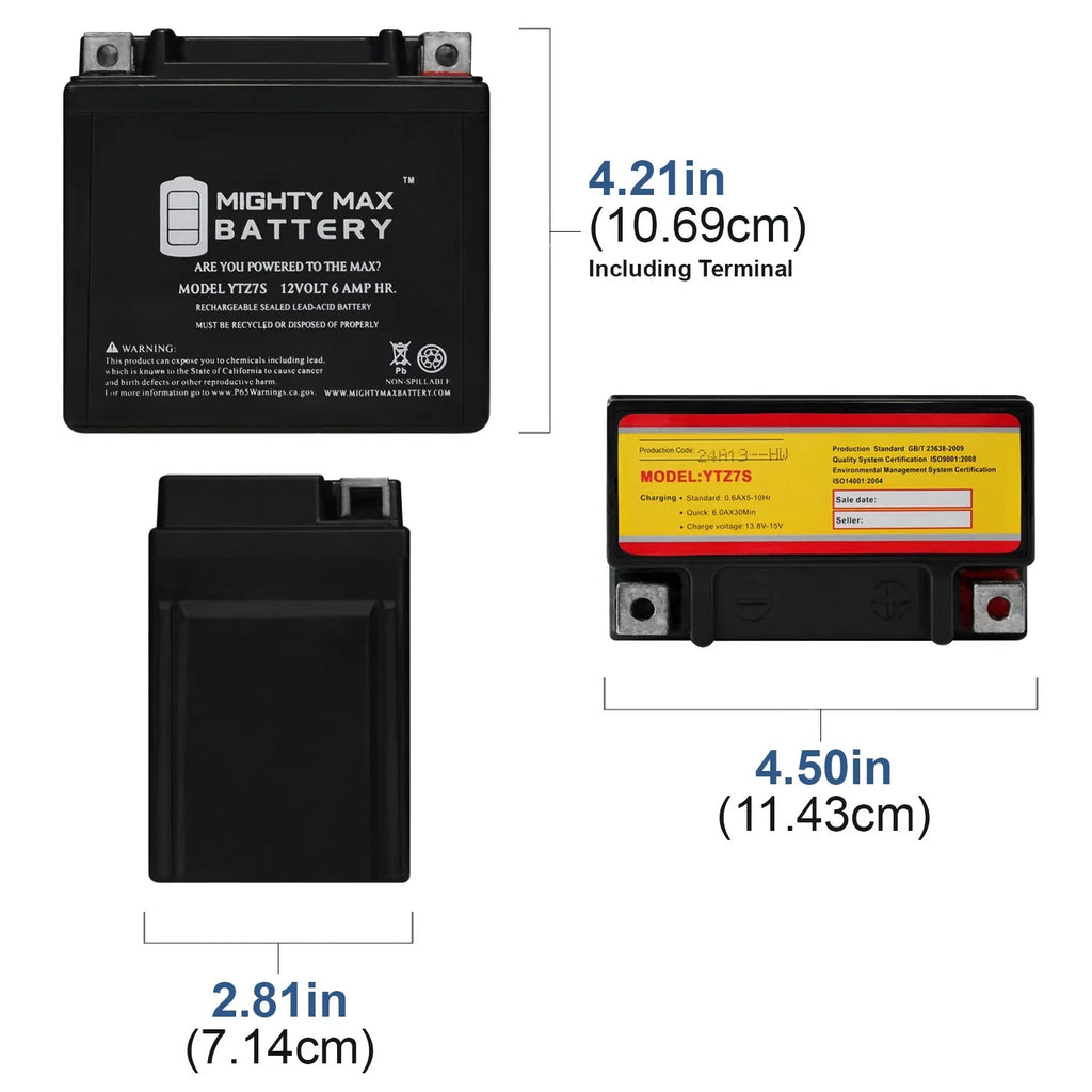 YTZ7S 12V 6AH Battery Replacement for  G450X HP4 S1000RR