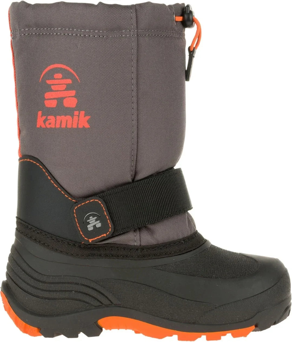 Kamik Kids Waterbug5 Snow Boot, Charcoal/Red, (3, charcoal Red)