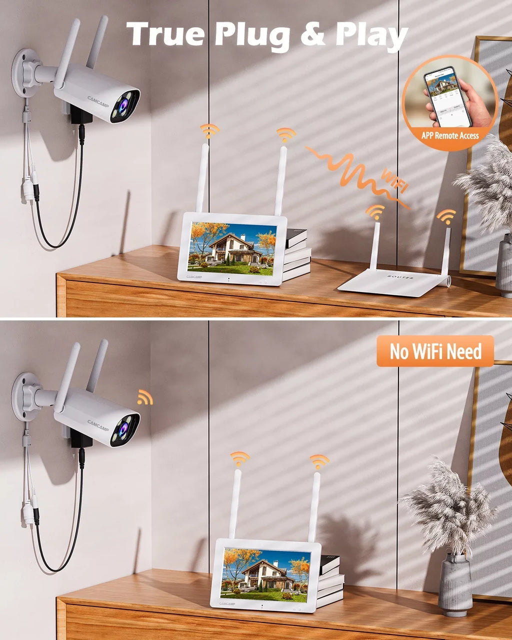 Toguard SC27 2K/3MP CCTV Security Camera System Outdoor with 7" Monitor Bullet Surveillance Camera WiFi Wireless Connector