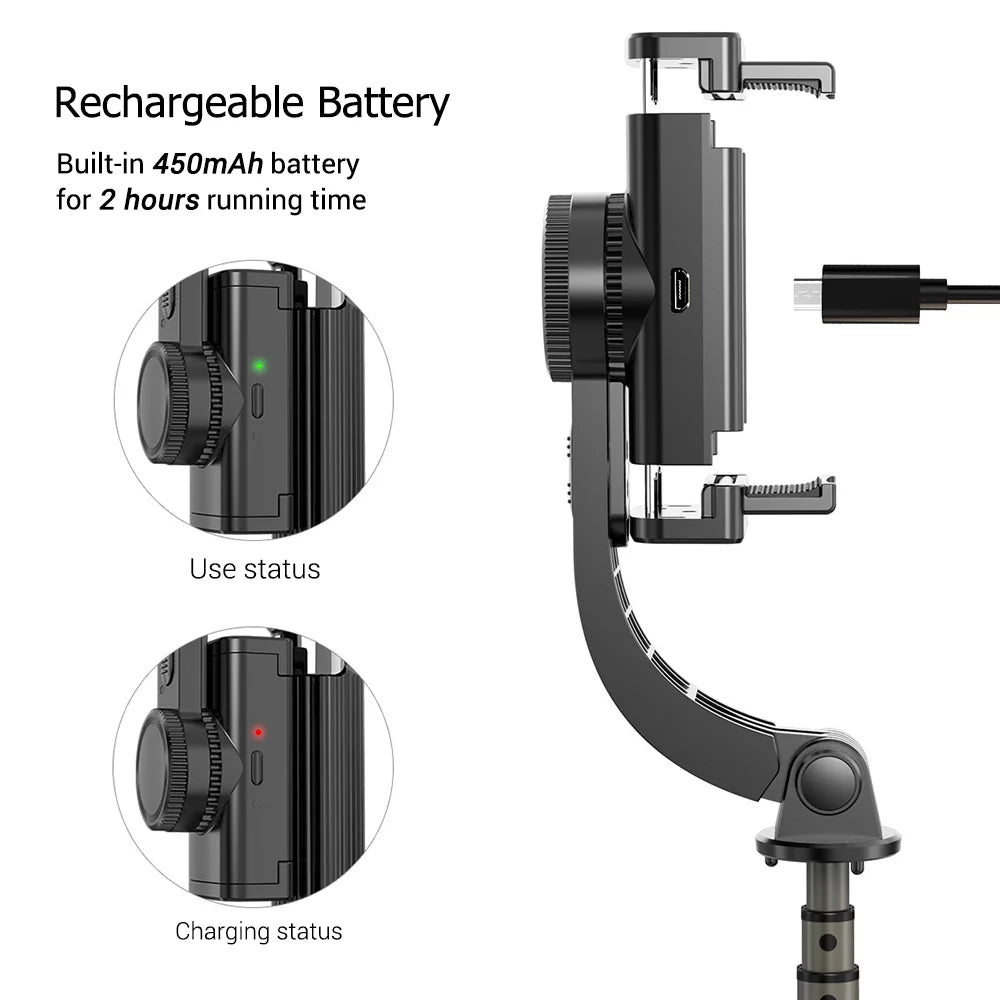3 in 1 Phone Gimbal Stabilizer Selfie Stick Tripod 86cm 5-Section with Remote Shutter Phone Clamp Smart Rotatable matching with Smartphones