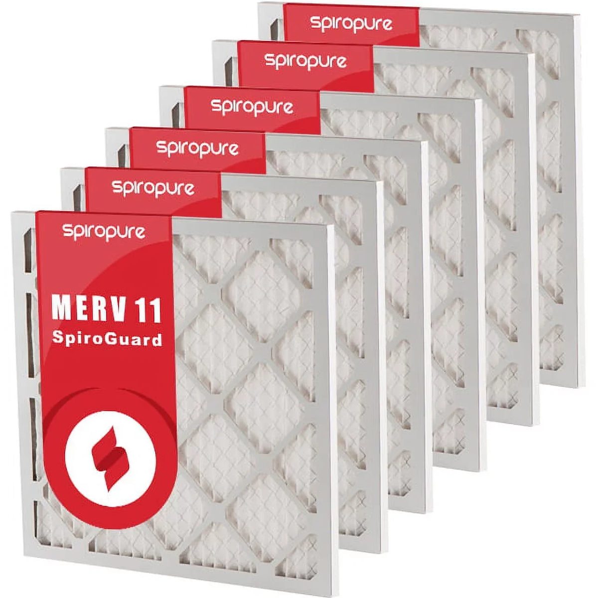 SpiroPure 15.38x23.38x1 MERV 11 Pleated Filter Air Filters - Made in USA (6 Pack)