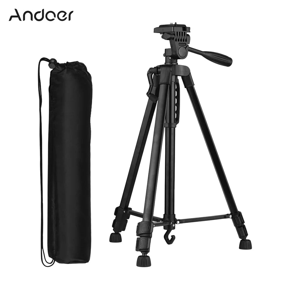 Height 135cm/53in with Carry Bag Phone Holder for DSLR Camera Smartphone. Andoer Lightweight Photography Tripod Stand Aluminum Alloy 3kg Load Capacity Max