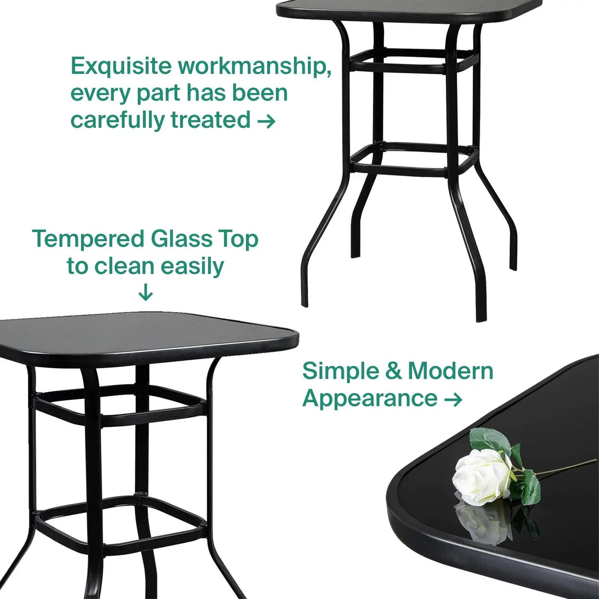 Aretha Modern Designed Glass Bar Table With Metal Finish