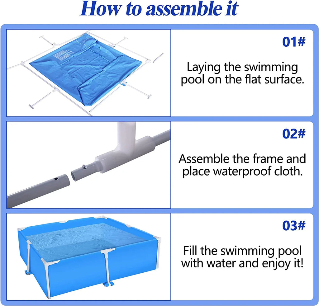 COVERONICS 59x59 Metal Frame Pool Summer - COVERONICS Swimming Pool for Summer moisture Play, Outdoor Indoor Pool Ball/Sand Pit for Backyard Party