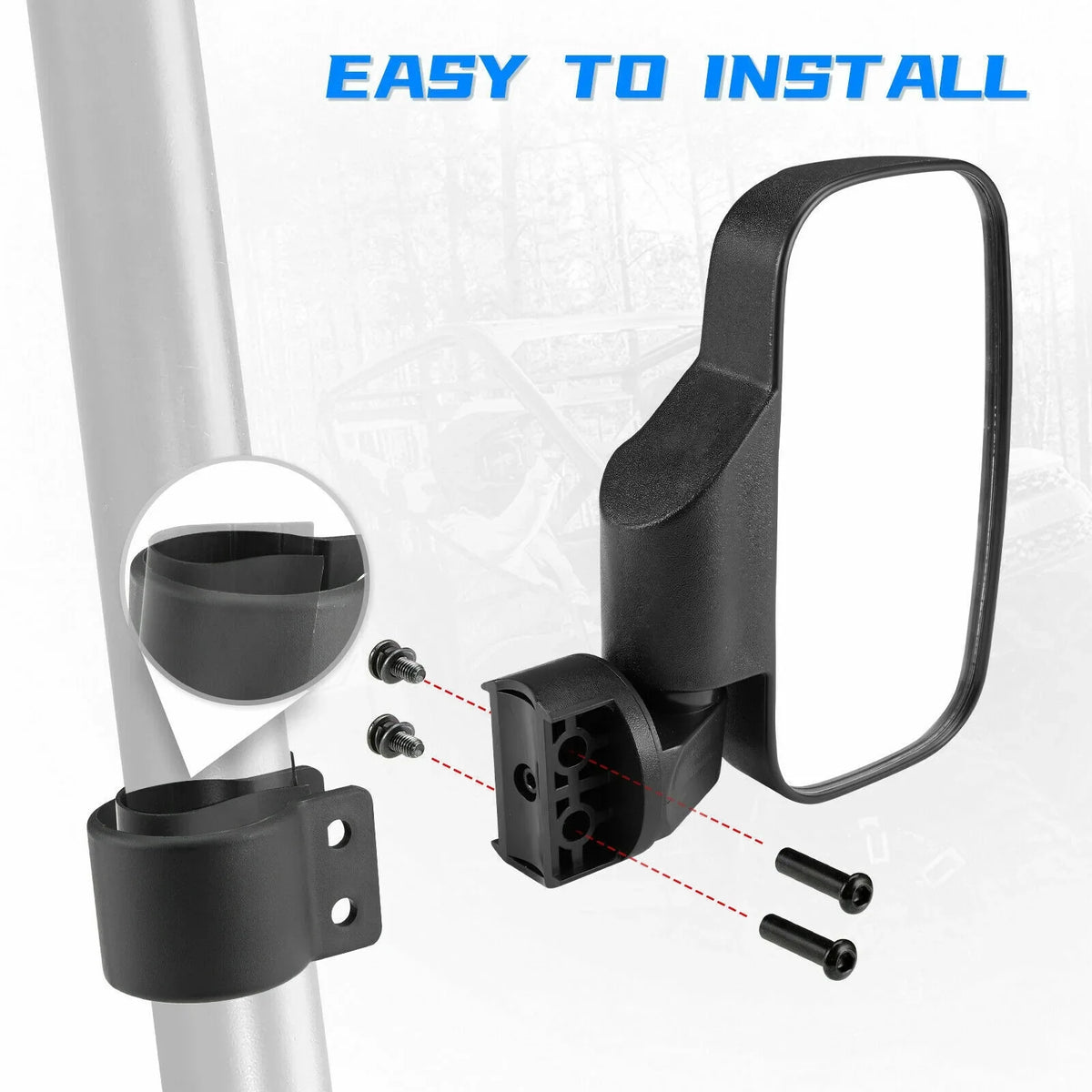 UTV Rear View Mirrors Set 1.75"-2" Bar Clamp Center Mirrors matching with Polaris RZR 900 1000 Can-Am X3
