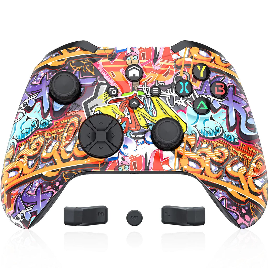 Bonadget 32Ft Wireless Xbox One Controller,Graffiti Custom Xbox Controller Built-in Dual Vibration and 3.5mm Audio Jack with TURBO Function - matching with Xbox One S/X/Xbox Series X/S/Window PC
