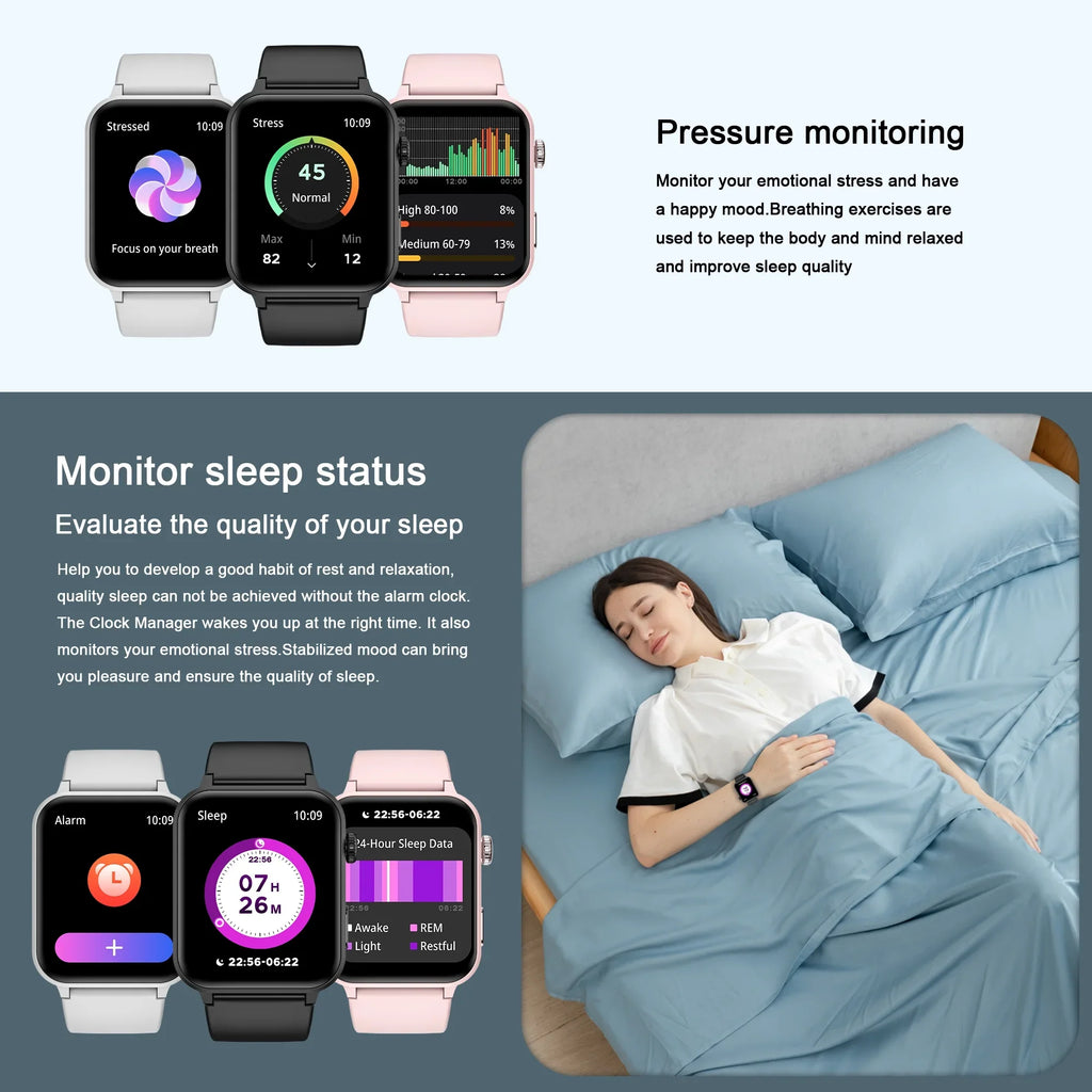 Blackview Smart Watch for Android and iOS, Fitness Tracker with Bluetooth Call, 1.83" HD Touch Screen, Waterproof, 4 Mini Games,100+ Sports, Smartwatch with Voice Assistant, Romantic Gifts Set of 2