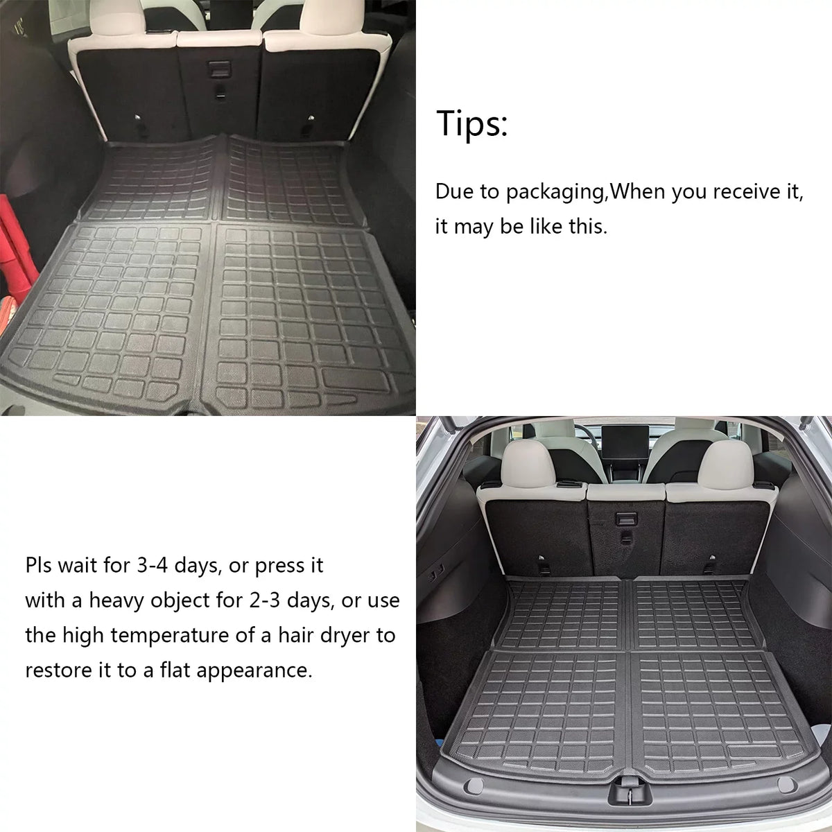 KIKIMO Tesla Model Y Storage Mat and Cargo Liners, Tesla Model Y Accessories, All climate Trunk Mat, Waterproof Rear Cargo Mat Custom Fit for Tesla, Heavy Duty Floor Mats