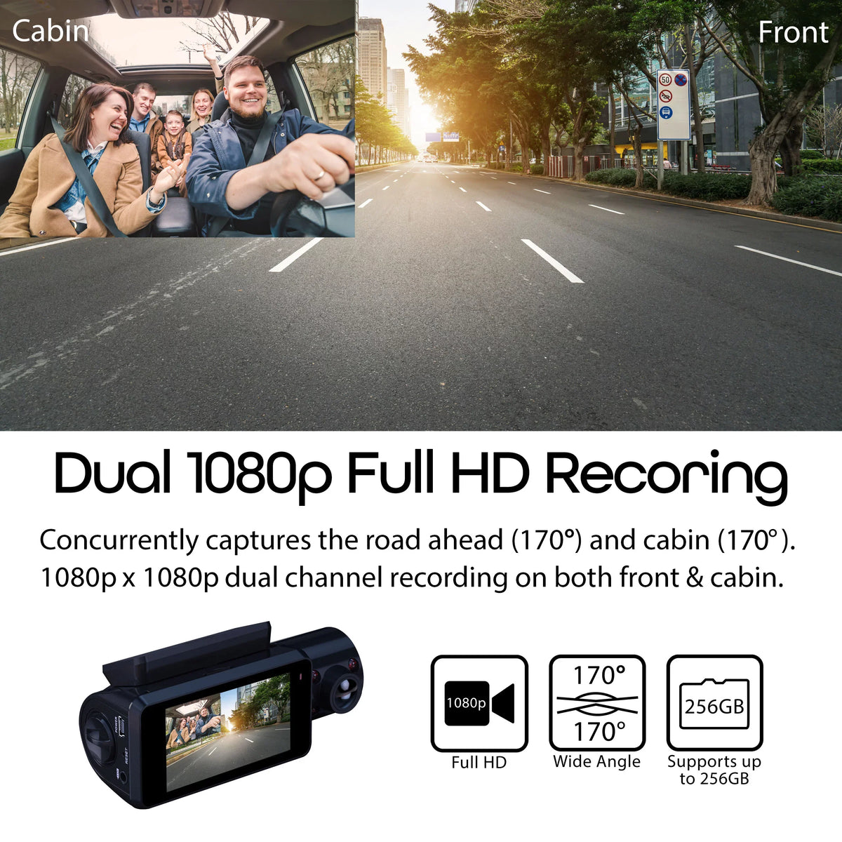 Rexing V3 1080P Front and Inside Cabin Dash Cam with Wi-Fi & GPS