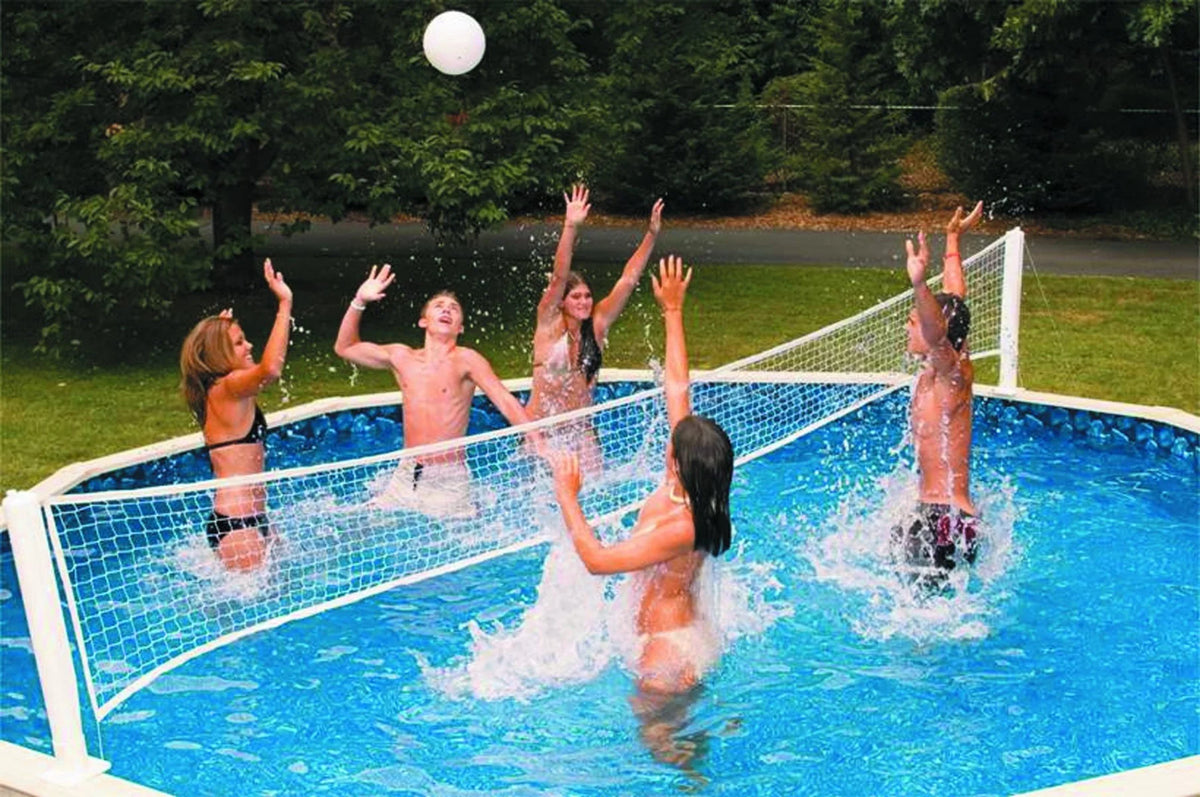 Basketball and Volleyball Above Ground Combination Pool Game - White and Blue. Swimline 30 Ft