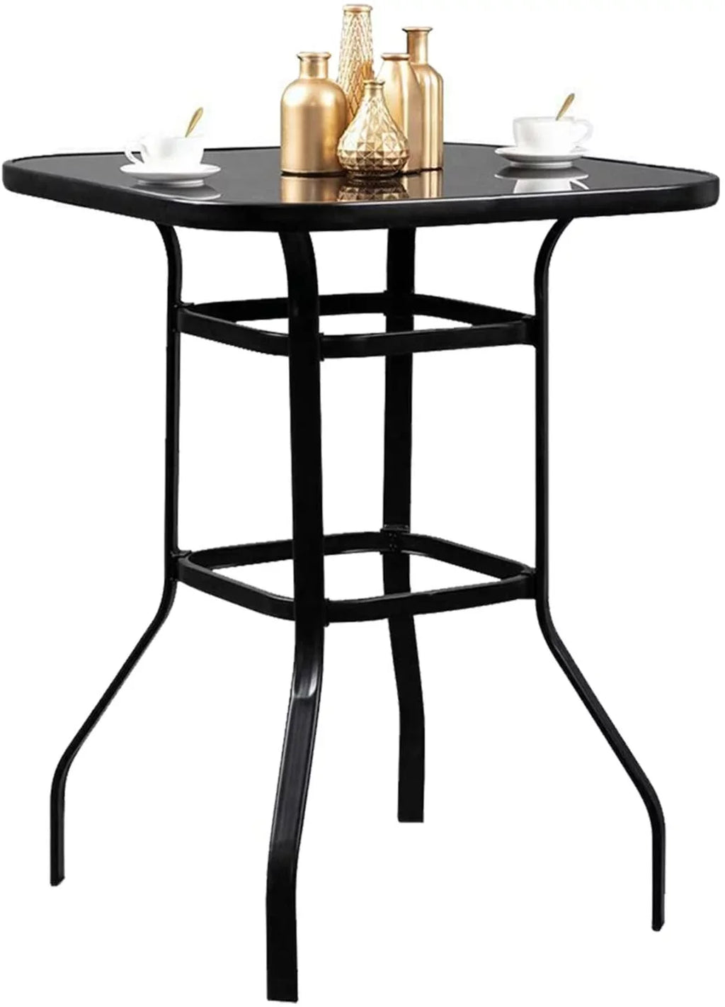 Aretha Modern Designed Glass Bar Table With Metal Finish