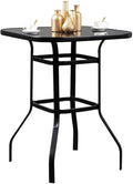 Aretha Modern Designed Glass Bar Table With Metal Finish