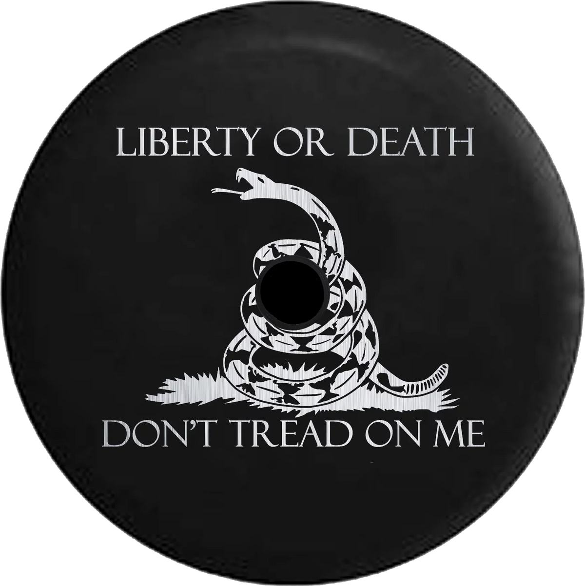 2018 2019 Wrangler JL Backup Camera Liberty or Death Don't Tread on Me Snake Brushed Steel Spare Tire wrap for Jeep RV 32 Inch