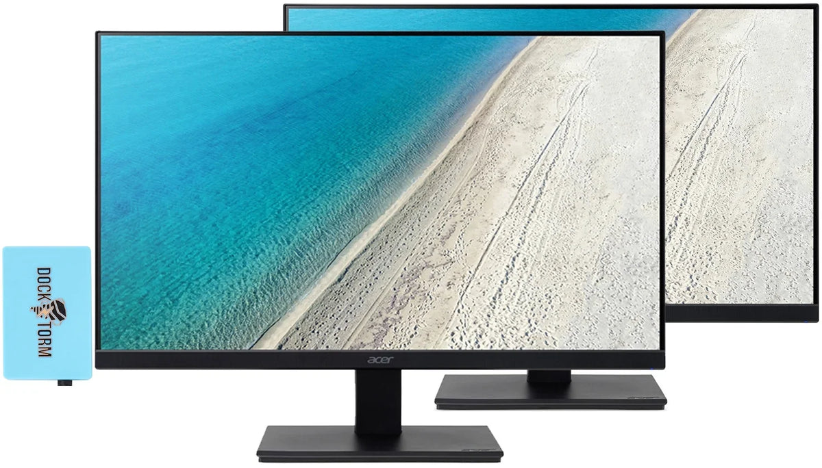 Vero V7 V247Y E Monitor UM.QV7AA.E01 Bundle with Docztorm Dock, 24" FHD IPS (1920x1080) 100Hz Display, 1 HDMI 1.4, 1 VGA, Ideal for Home & Business, Black (2024 Latest Model) (2 Pack)