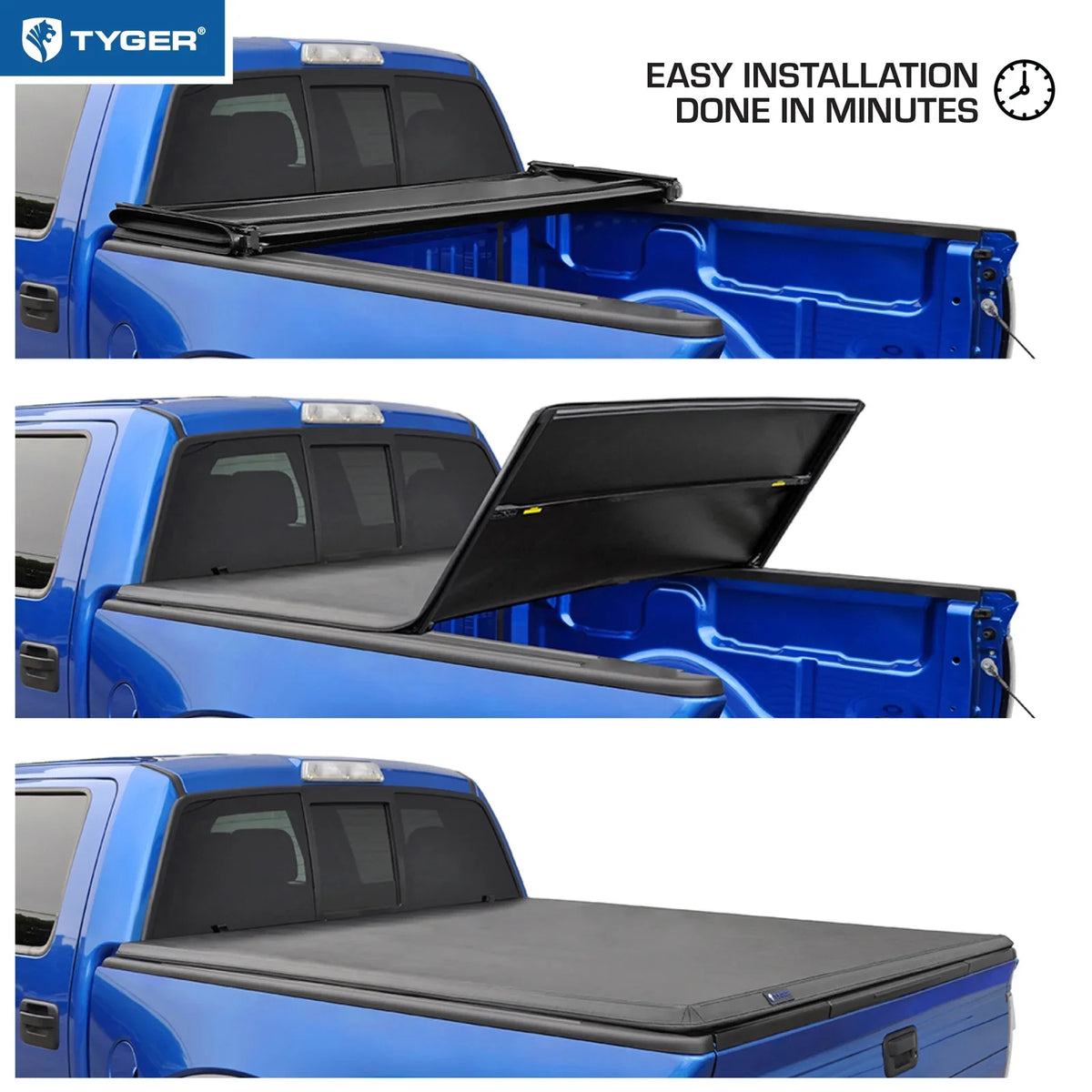 Tyger Auto T3 Soft Tri-fold Truck Bed Tonneau protector suitable with 2019-2023  Ranger | 6' Bed | TG-BC3F1067 | Vinyl
