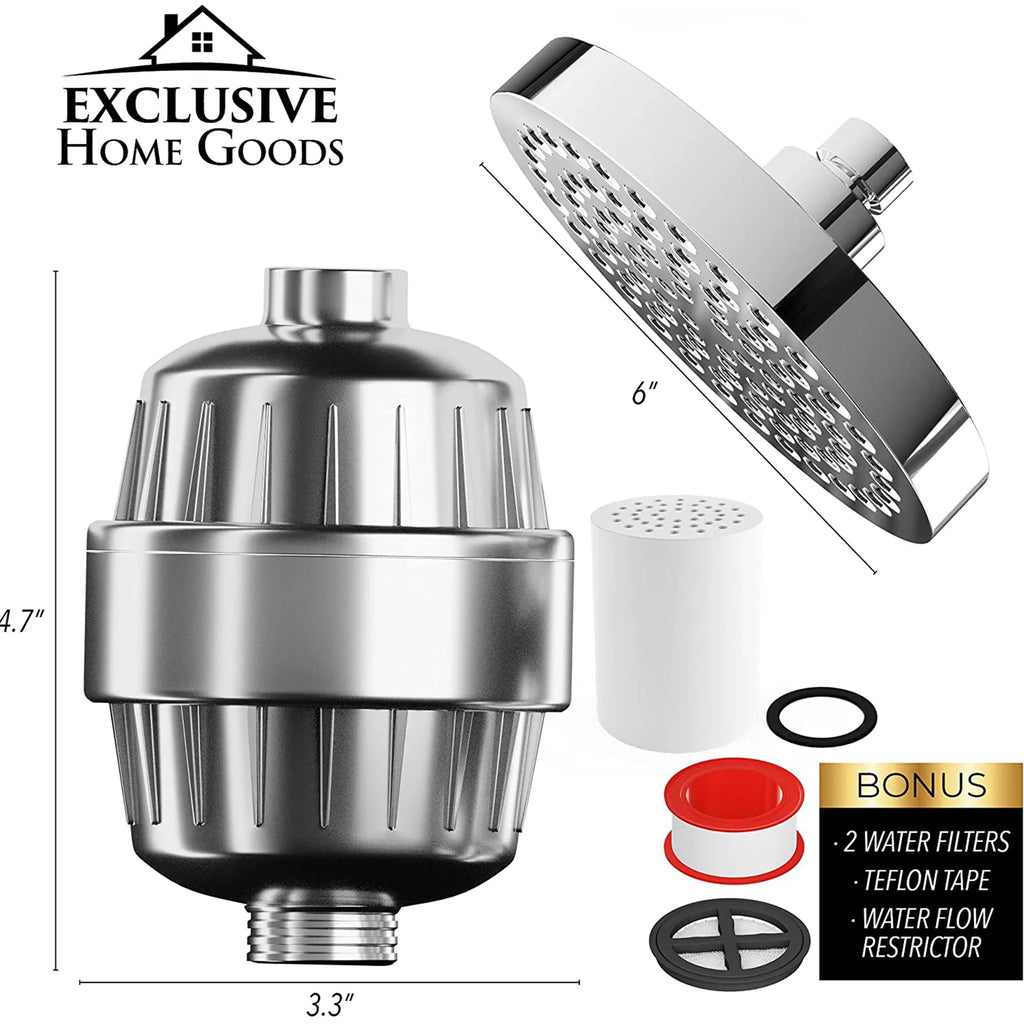 Exclusive Home Goods Rainfall Shower Head & Showerhead Filter System for Hard liquid