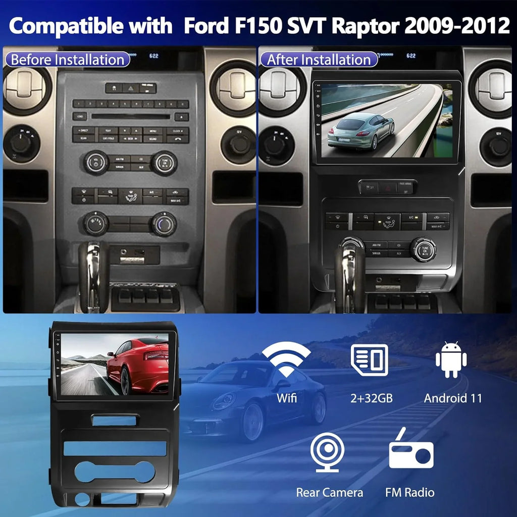 THONZER for  F150 SVT Raptor 2009 2010 2011 2012 Radio, Android 11 Car Stereo with Wireless CarPlay Android Auto GPS Navigation 9” HD Touchscreen Bluetooth Car Radio with FM/WiFi Backup Camera&MIC