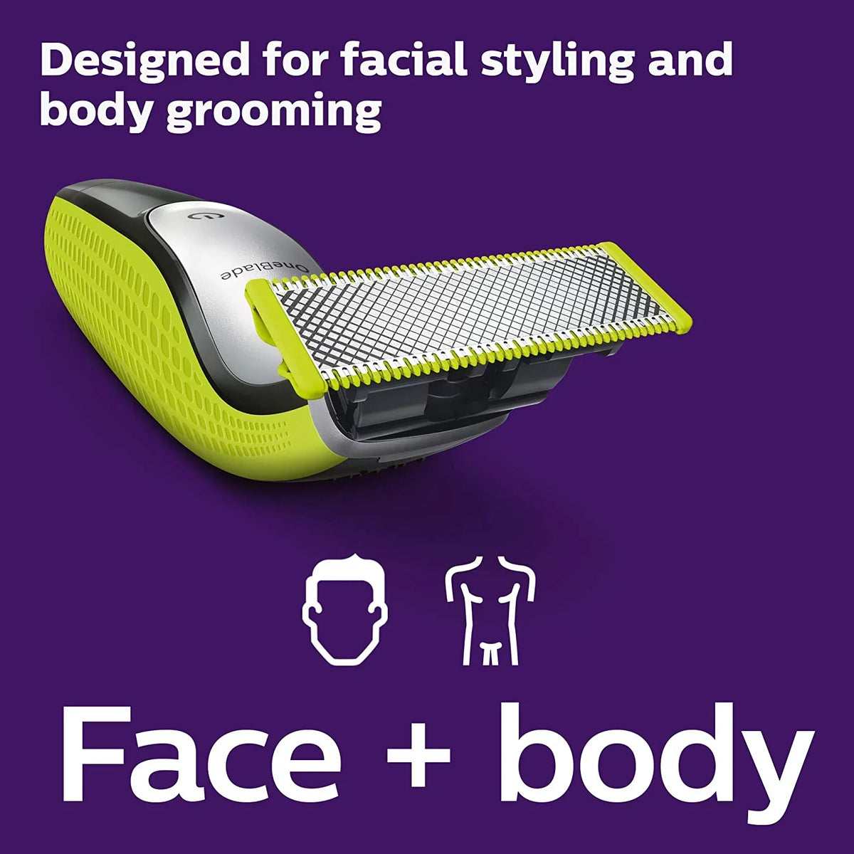 Philips Norelco OneBlade Face + Body Hybrid Electric Trimmer and Shaver QP2630/70 - Black, Green, & Silver