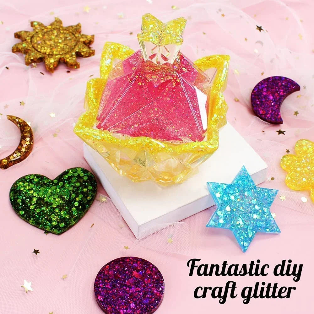 Iridescent Chunky Glitter, 100g Rainbow Glitter for Resin Tumblers, Slime and Craft Making, Nail Art, Festival Decor, Cosmetic Glitter for Body Face Eyeshadow (Iridescent Yellow)