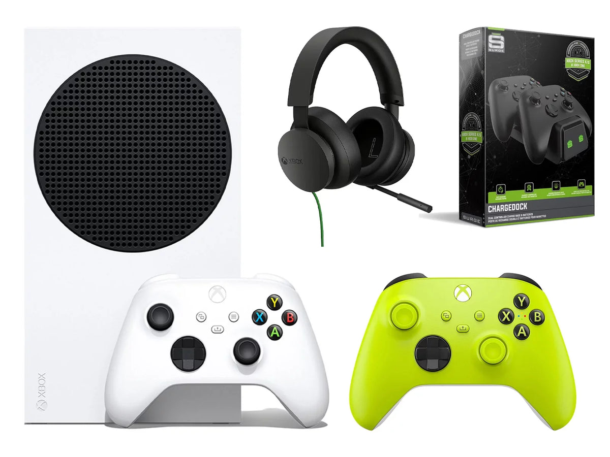 Xbox Series S 512GB All-Digital Console with Extra Electric Volt Controller, Stereo Headset and Dual Charge Dock