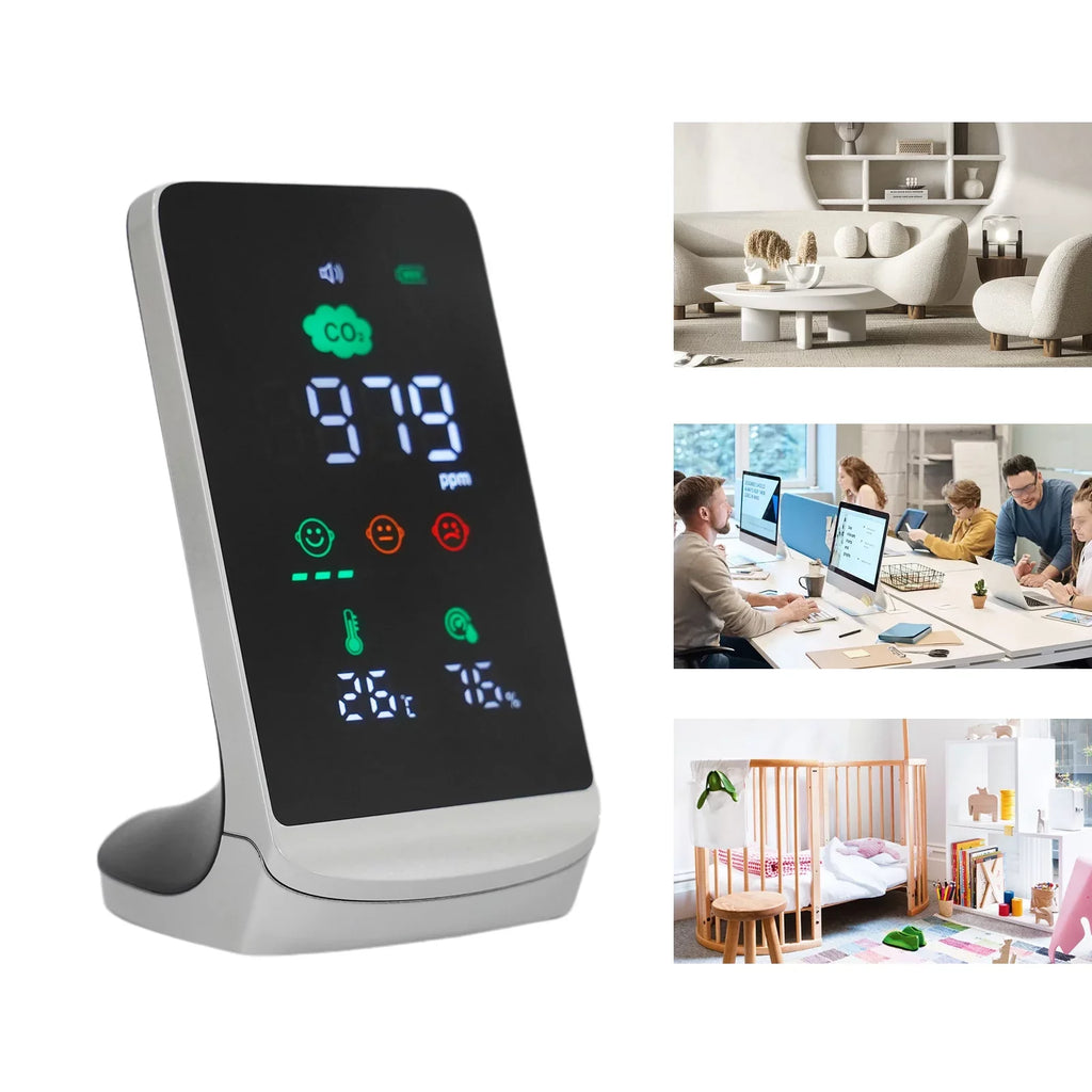 Miumaeov Indoor Air high-grade Monitor for CO2, Temperature & Humidity (White, Black)