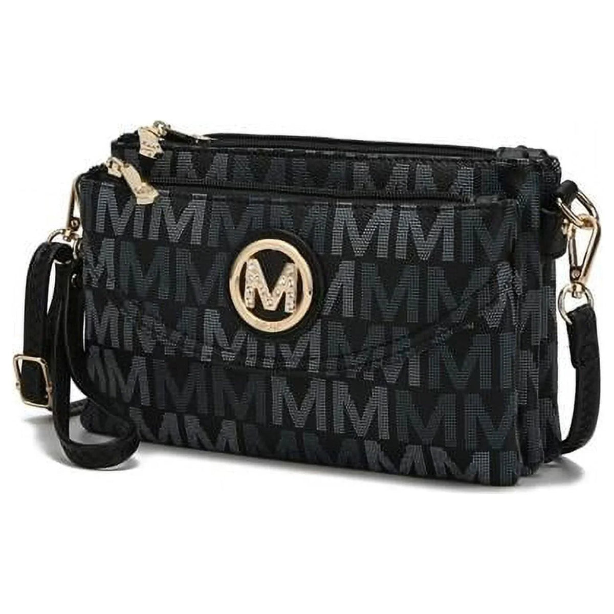 MKF-MU6363BK Ishani Five Compartments M Signature Crossbody Bag. MKF Collection by Mia K