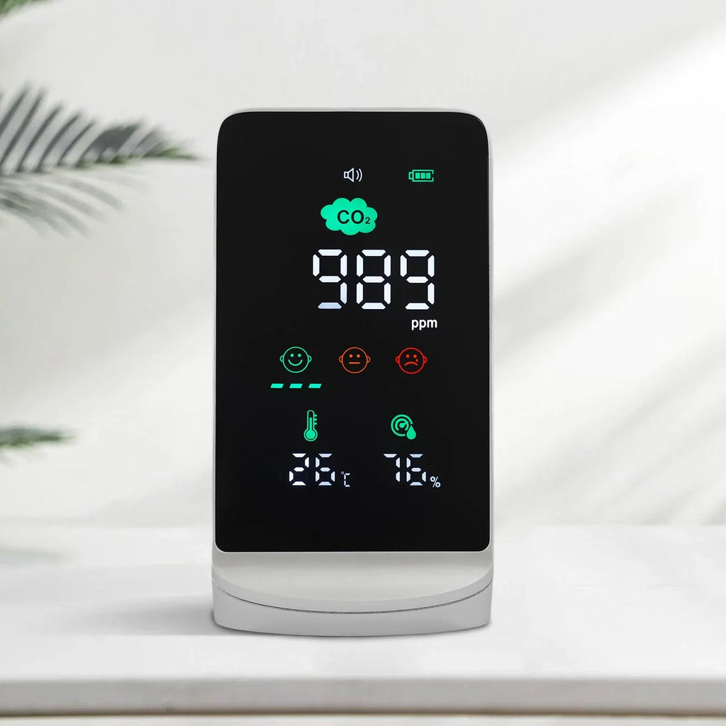 Miumaeov Indoor Air high-grade Monitor for CO2, Temperature & Humidity (White, Black)