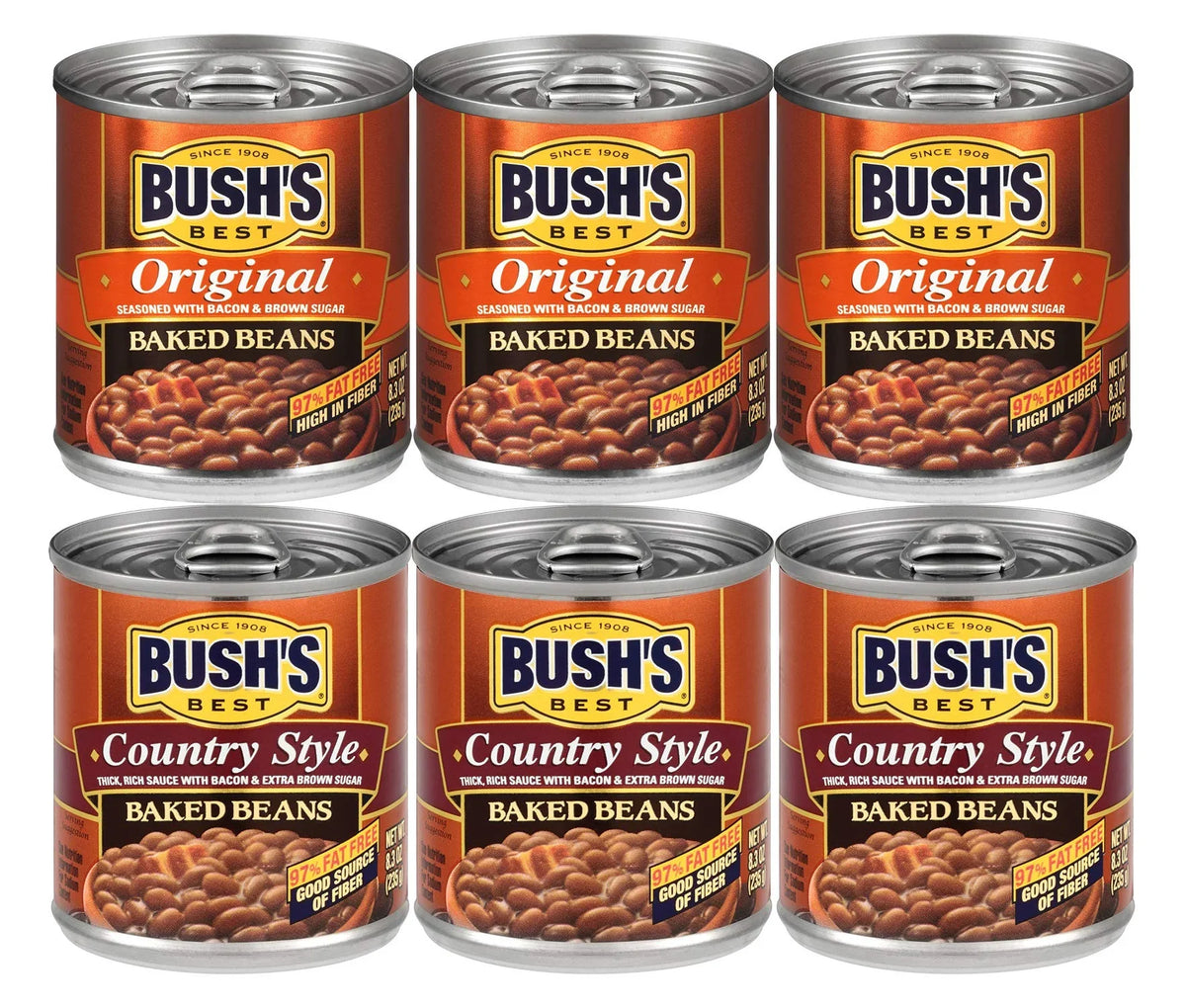 Bush,S Best 3 Original Baked Beans, 3 Country Style Baked Beans, 8.3 Oz Variety Pack, 1 Ct