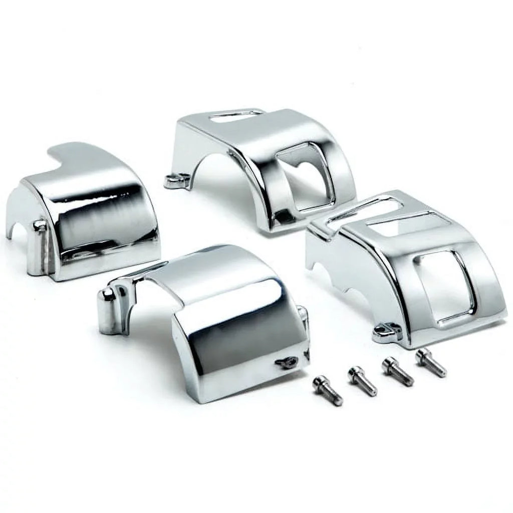 Krator  Yamaha Road Star V-Star 650 Kawasaki Vulcan 1500 1600 Custom Handlebar Switch Housing shield Kit - Chrome
