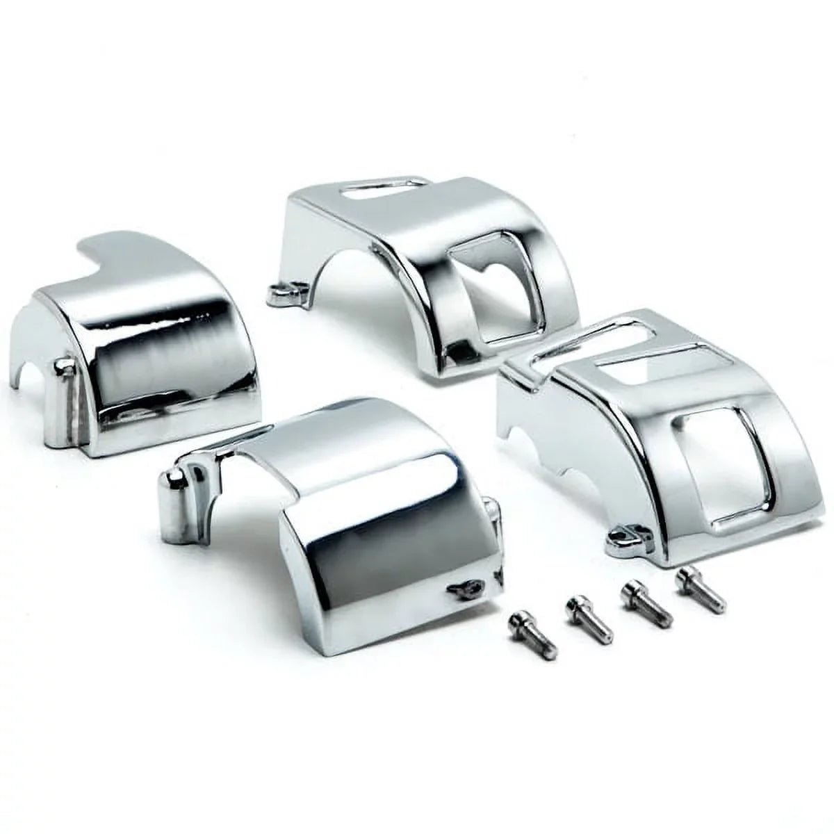 Krator  Yamaha Road Star V-Star 650 Kawasaki Vulcan 1500 1600 Custom Handlebar Switch Housing shield Kit - Chrome