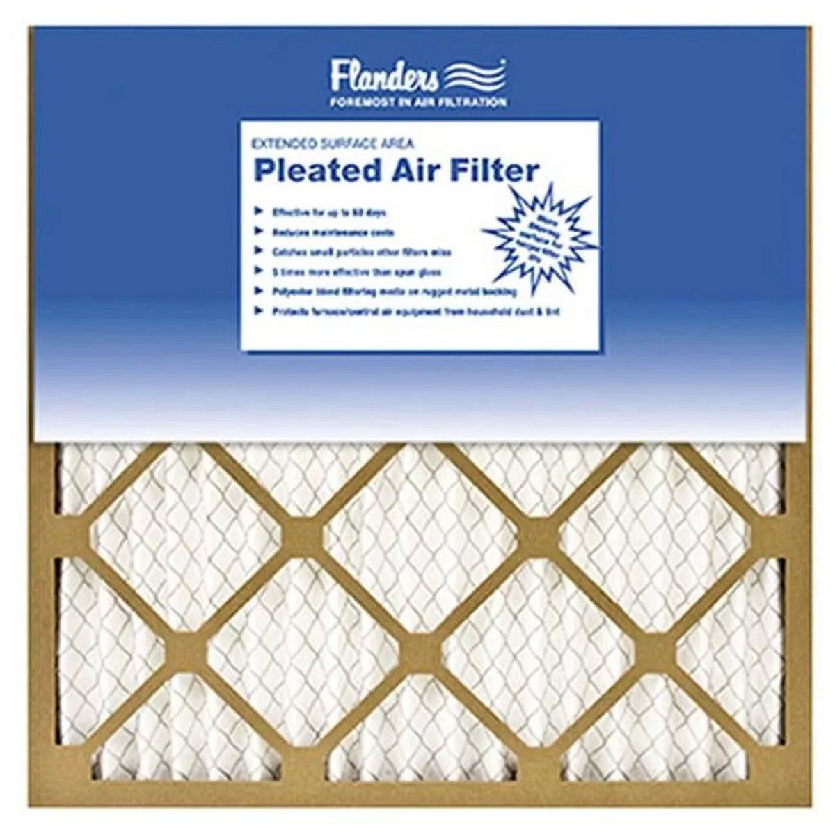 Basic Pleated Air Filter Kraft Frame With Wirebacked Media - Pack Of 12. Flanders 81555.011425 14 x 25 in