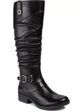 BARETRAPS Womens Black Stretch Gore Side Pull Tab Buckle Accent Cushioned Onika Round Toe Block Heel Zip-Up Boots Shoes 10 M