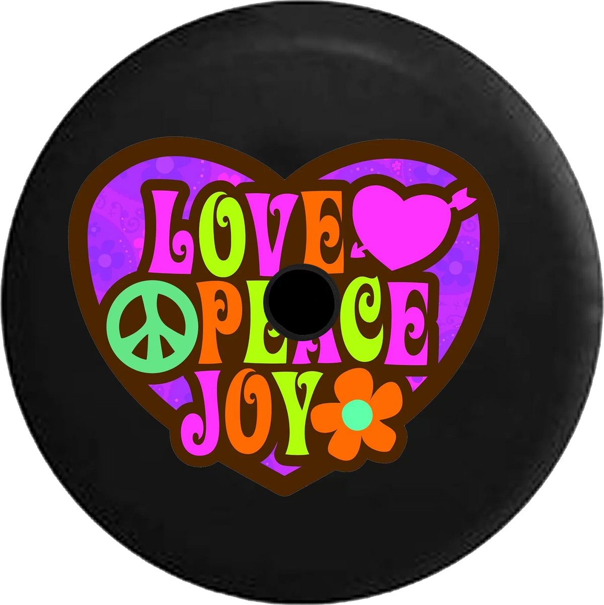 2018 2019 Wrangler JL Backup Camera Love Peace Joy Heart Sign Heart Flower Spare Tire wrap for Jeep RV 32 Inch