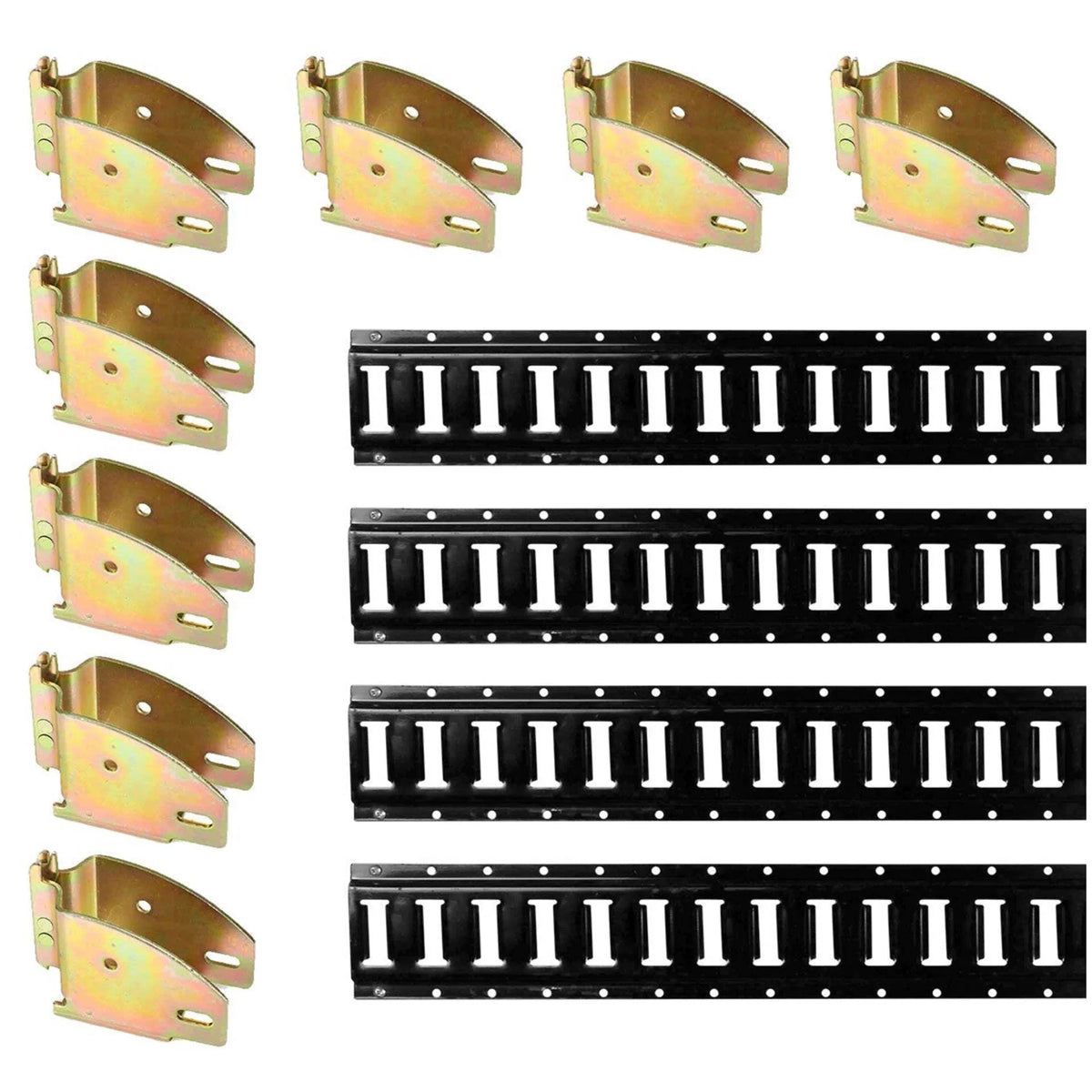 DC Cargo Mall E Track Shelving Kit - 12 Pieces: 4 ft Black E Track Rails & E Track Wood Beam Sockets