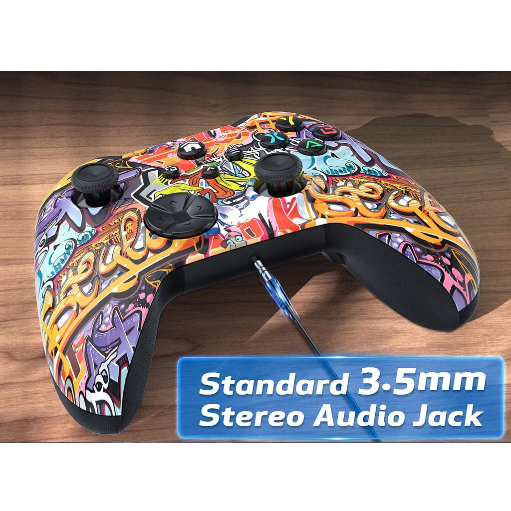 Bonadget 32Ft Wireless Xbox One Controller,Graffiti Custom Xbox Controller Built-in Dual Vibration and 3.5mm Audio Jack with TURBO Function - matching with Xbox One S/X/Xbox Series X/S/Window PC