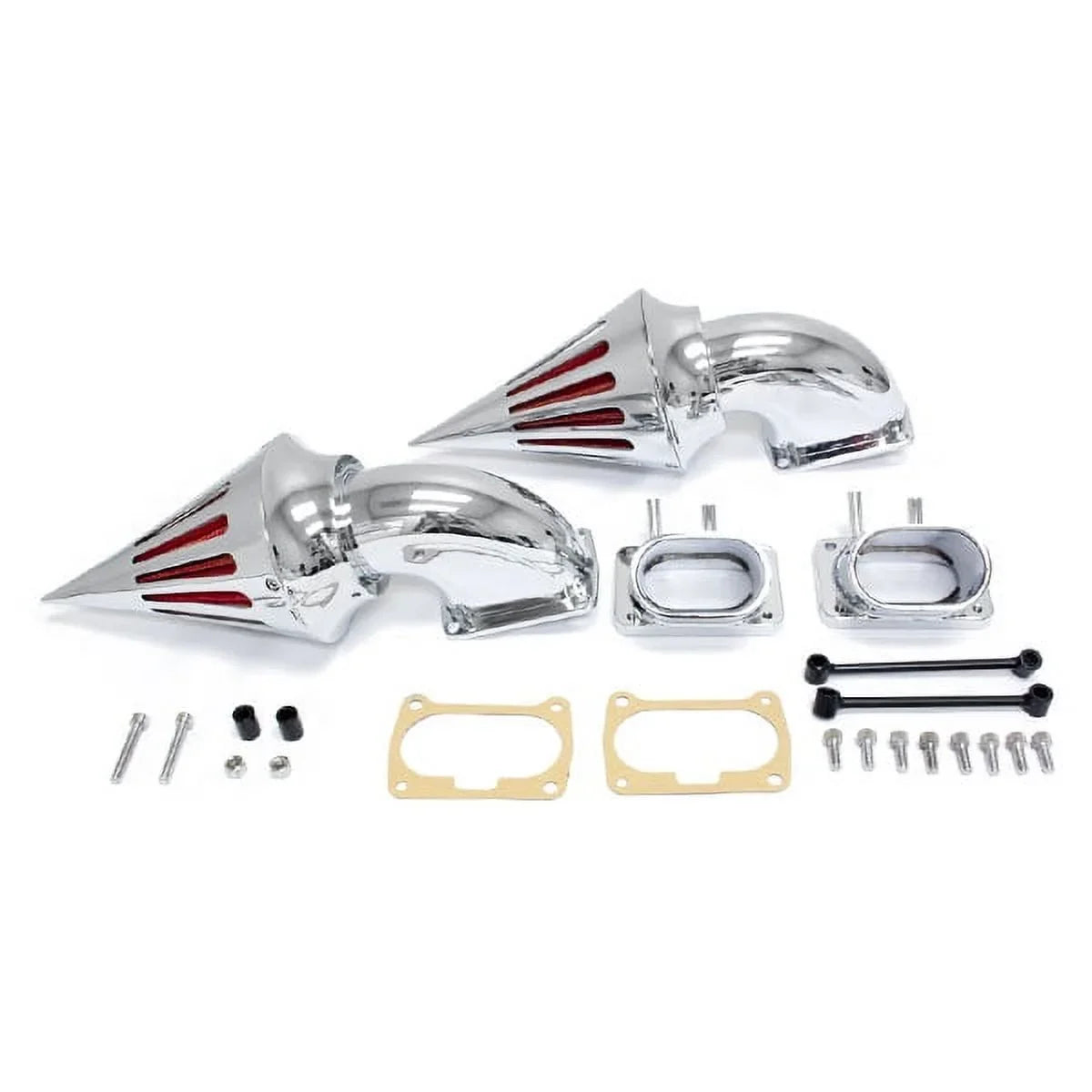 Krator Chrome Dual Spike Air Intake Cleaner - Plus Filter appropriate with 2006 Suzuki Boulevard M109