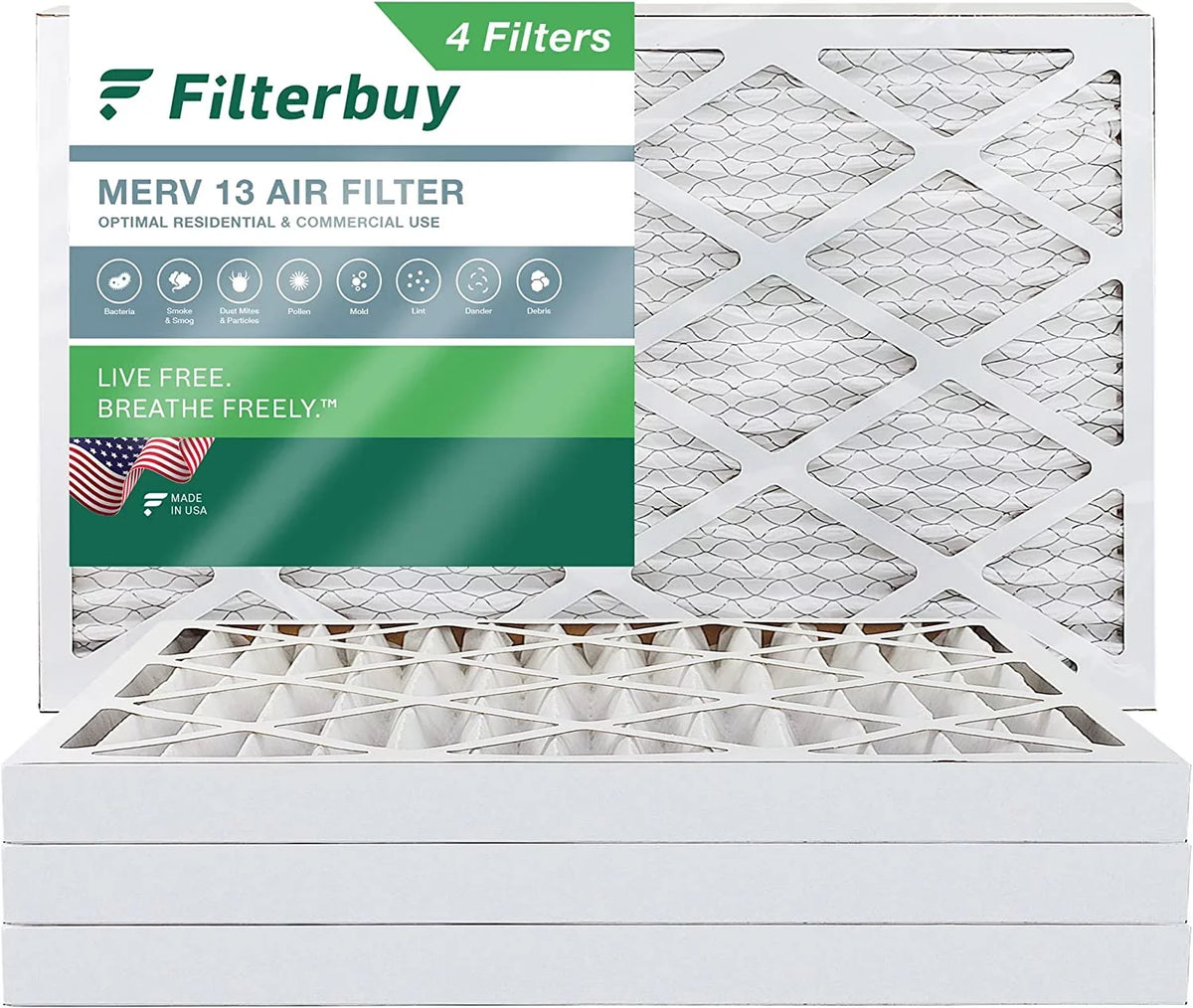 Filterbuy 8x24x2 MERV 13 Pleated HVAC AC Furnace Air Filters (4-Pack)
