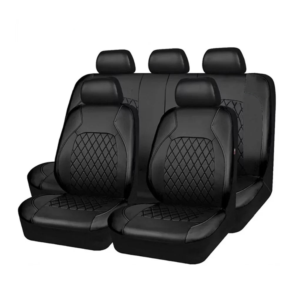 Andoe 9 Pcs Car Seat wrap, 5 Seats PU Leather Universal Seat shield Full Set Auto Interior Accessories for Auto Trucks Van SUV