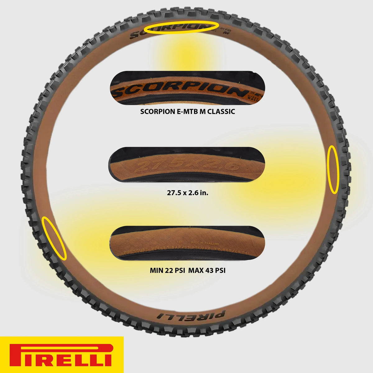 Pirelli Scorpion E-MTB M 29 x 2.6 Mountain Bicycle Tire, Versatile E-Mountain Bike Tire for Trail and Enduro Use, Mixed Terrain, E-Bike MTB, Tubeless Ready Clincher TLR + SmarTUBE 23/32-622