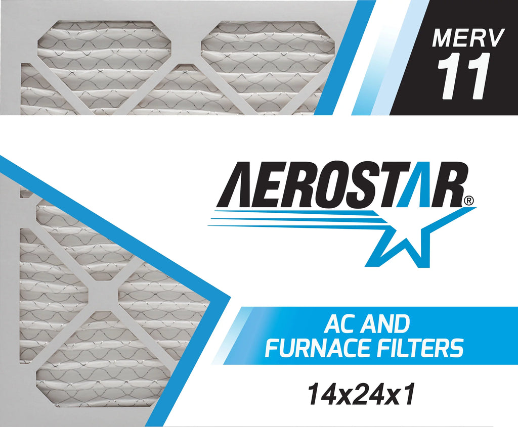 Aerostar 14x24x1 MERV  11,  Air Filter, 14x24x1, Box of 4