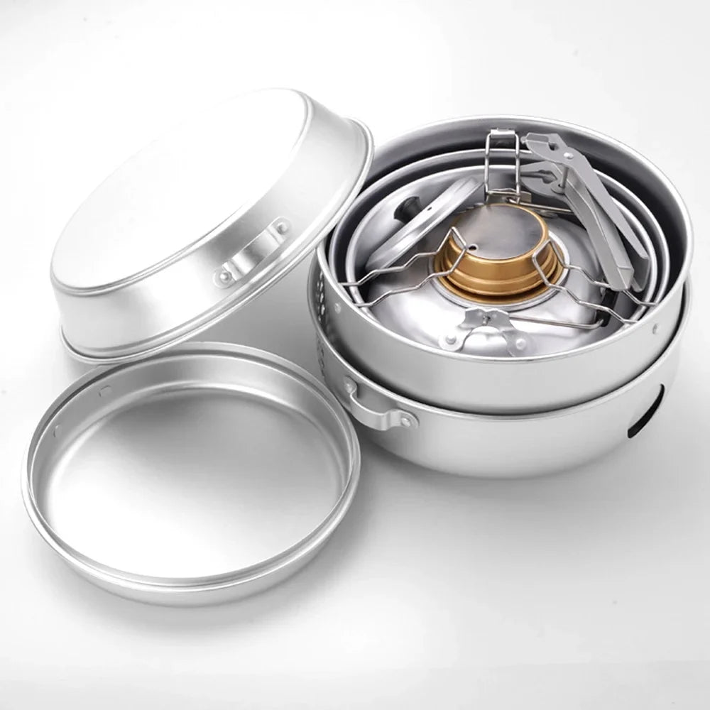 walmeck 10pcs Camping Stove Kit Camping Pot Pan Stove Set for Camping Cooking Backpacking