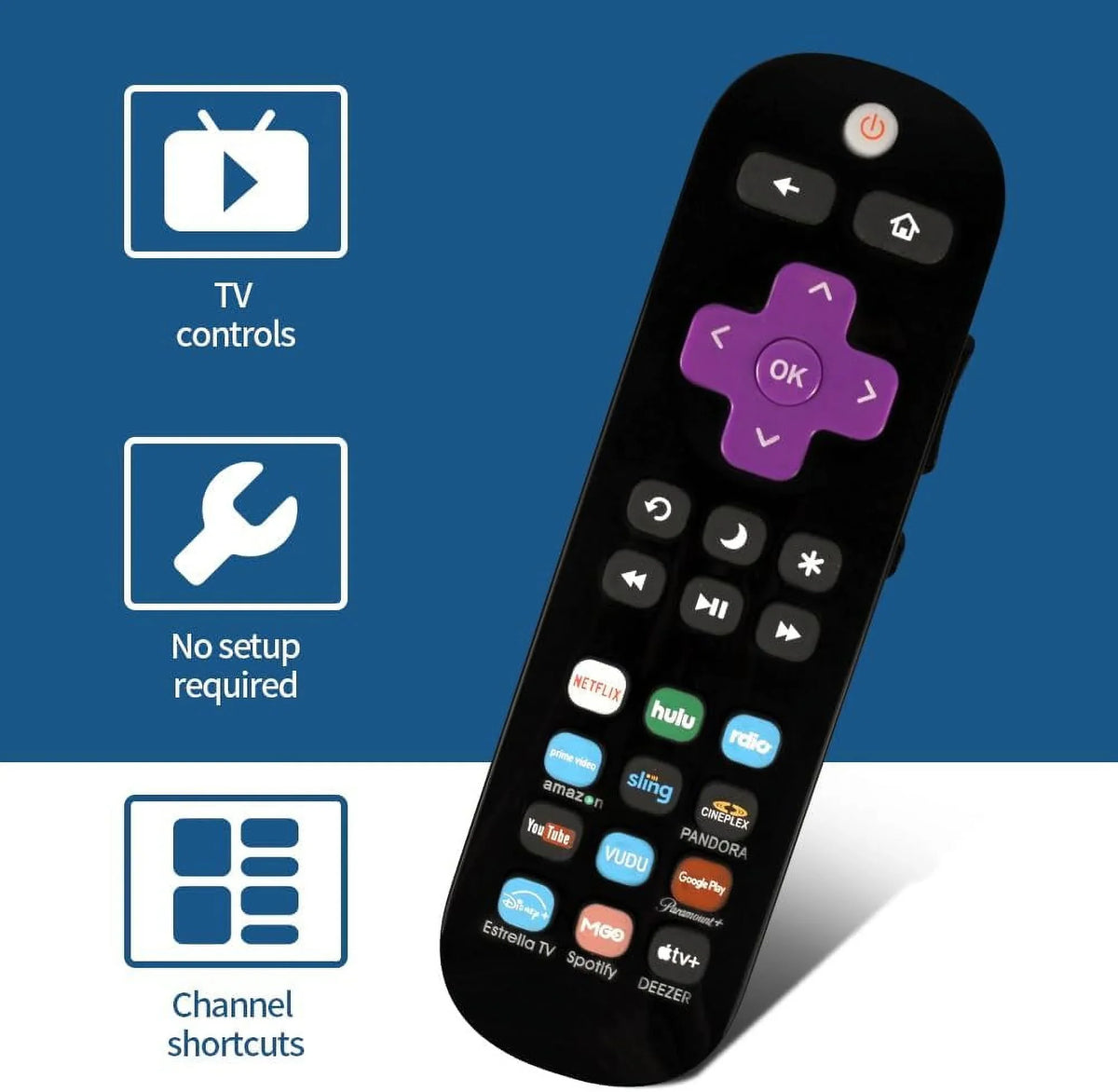 Pack of 2 Universal Replace Remote Applicable for TCL Roku TV/Hisense TV/Onn TV/Philips TV/Sharp TV/Westinghouse