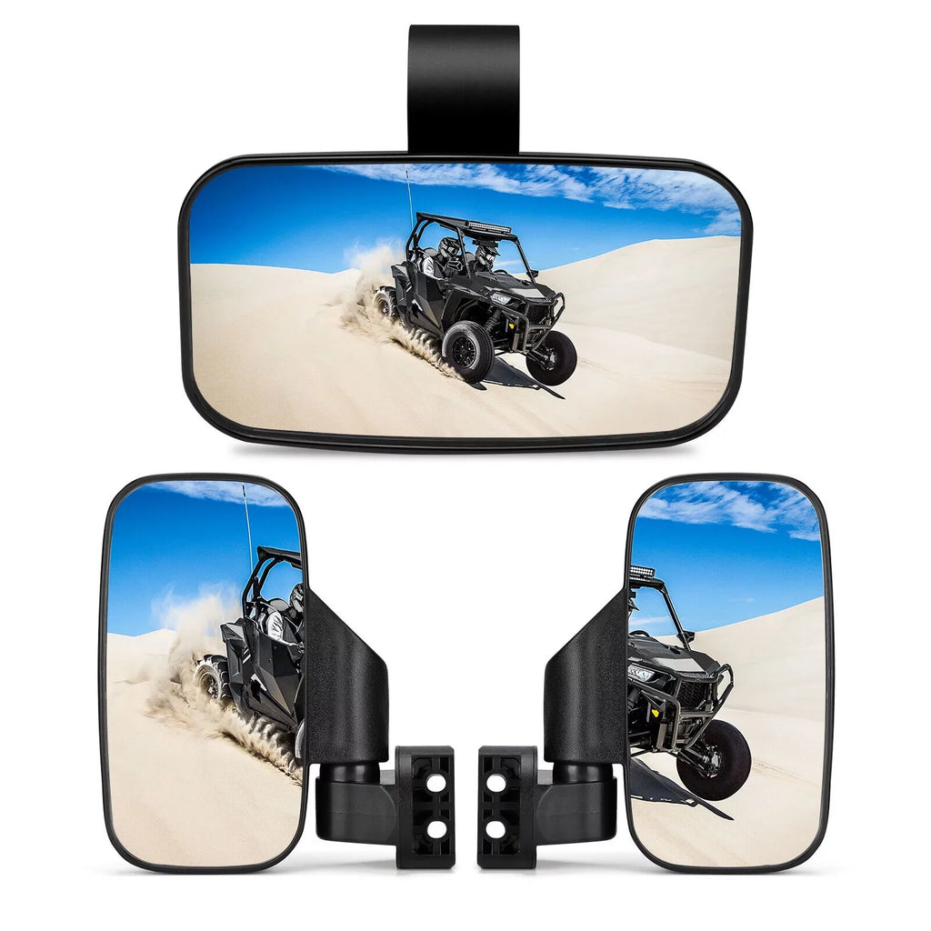UTV Rear View Mirrors Set 1.75"-2" Bar Clamp Center Mirrors matching with Polaris RZR 900 1000 Can-Am X3