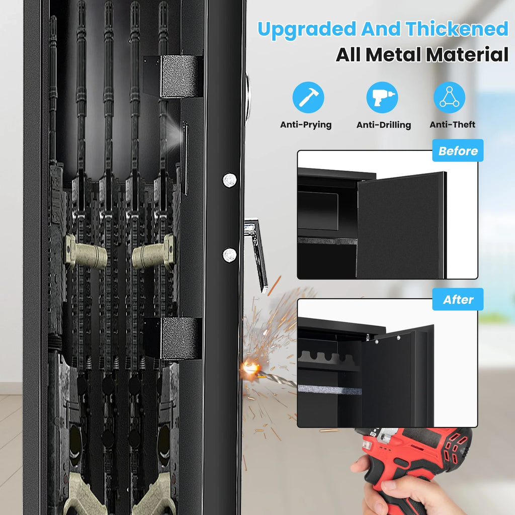 SULIVES 5-7 Gun Safes: Rifle, Shotgun Security with Password Lock, Quick Access Cabinet, Removable Shelf, Thickened Design and Bullet Rack