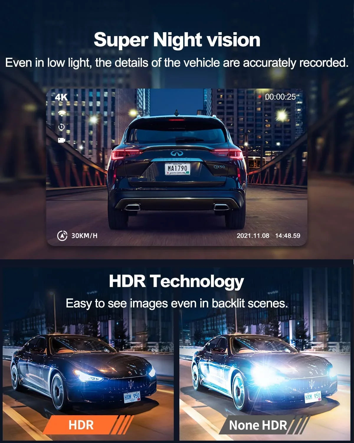 YEECORE D21 Dash Cam 4K, Night Vision Dash Camera for Cars, Built-in 5G WiFi GPS Dash Camera, 157°Wide Angle Car Dash cam, WDR, Dash cam with App, Accident Record, Parking Mode, 512GB Max