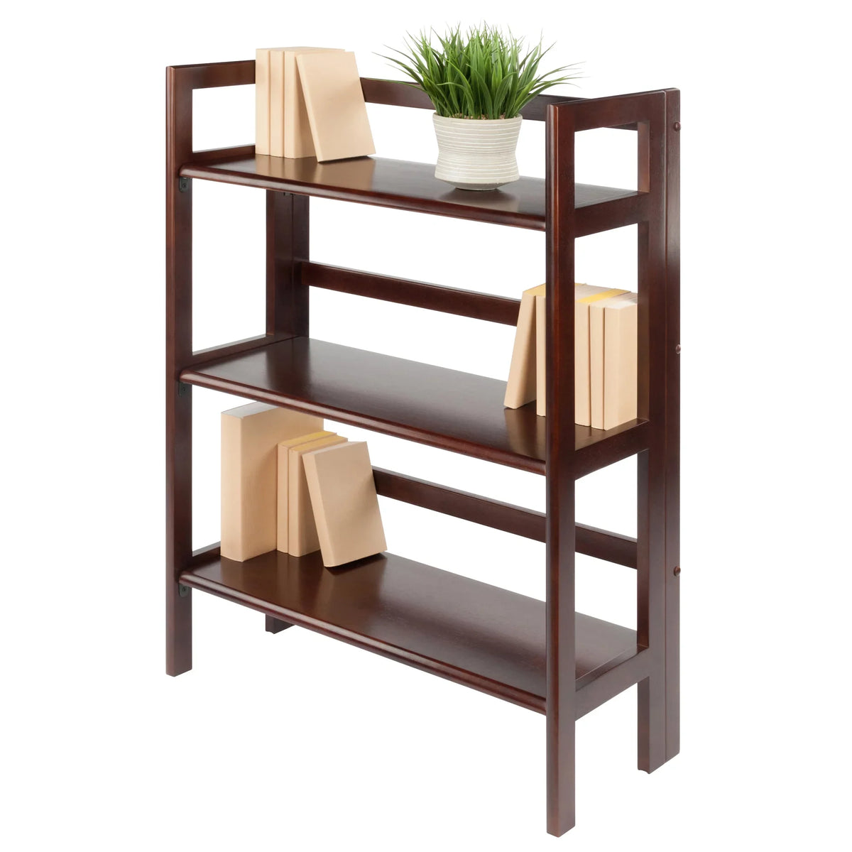 Winsome Wood Terry 3-Tier Foldable Shelf, Stackable, Walnut Finish