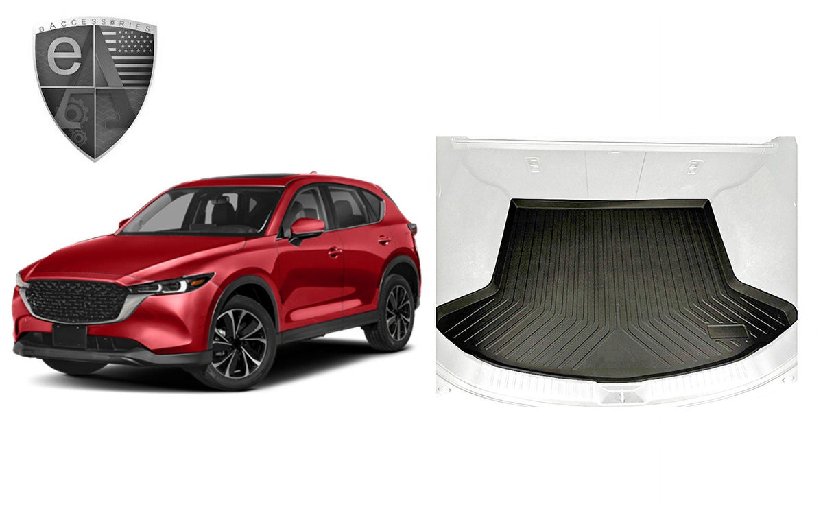 EACCESSORIES EA Cargo Liner – Trunk Mat for Mazda CX-5 CX5 2017-2023 – atmospheric conditions-protected Trunk Mats for Cars with Raised Lip – Non-Slip Car Trunk Mat Rubber – Easy to Install – Laser Pre-Cut Design