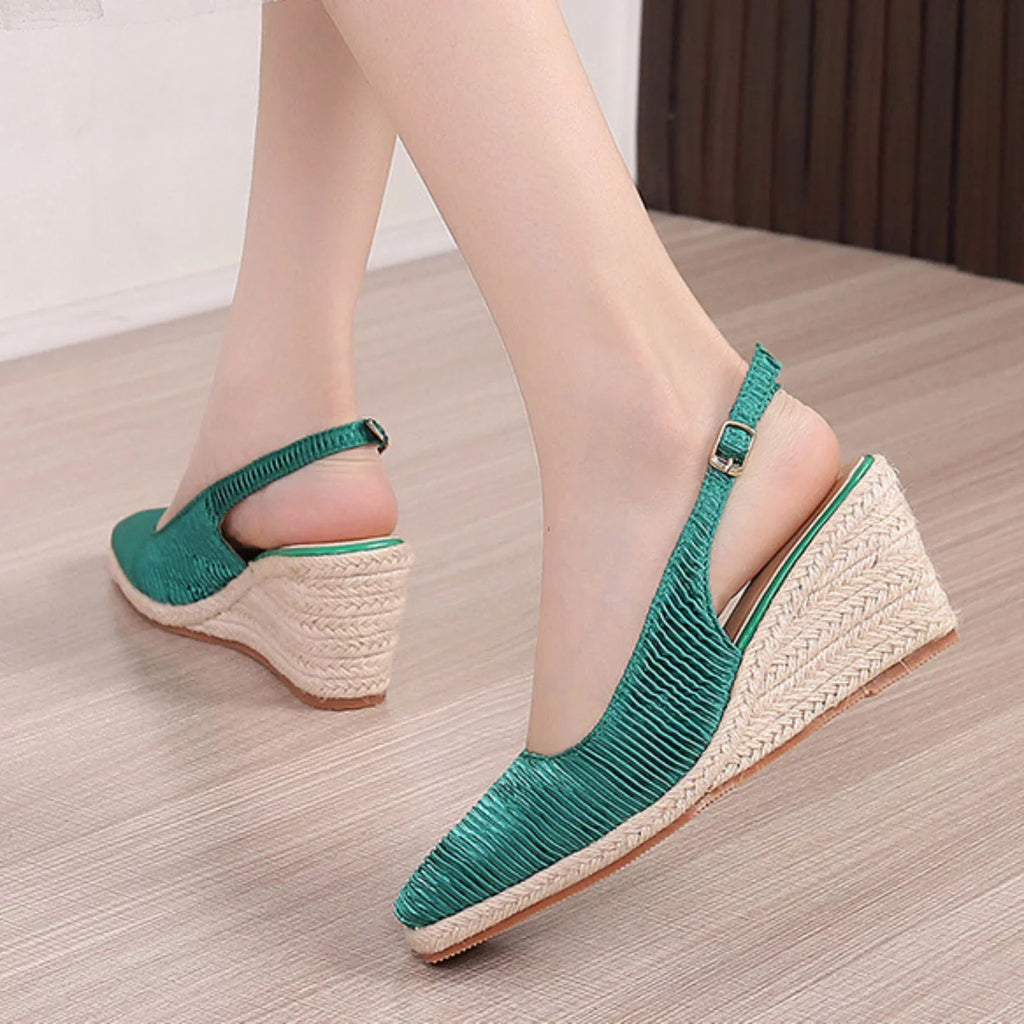 Summer New Cap Toe Wedge Sandals Women Elegant Espadrilles High Heels Linen Straw Fisherman Shoes Silk Espadrilles Women Sandal Sketches Sandals Women's Flip Flop Sandals for Women Dressy Size 12