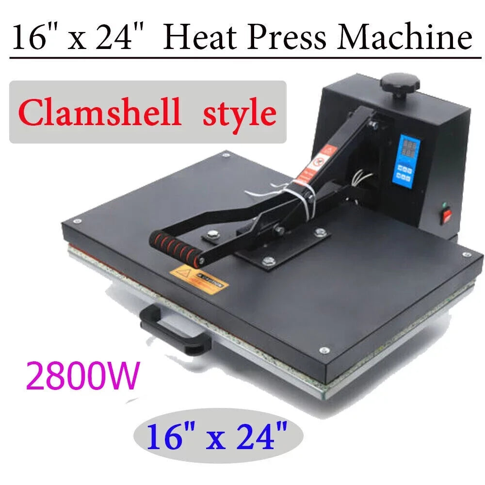 Anqidi 16" x 24" Clamshell Heat Press Machine T-shirt Digital Sublimation Transfer Printer 0~250℃ Time TEMP Pressure Adjustable