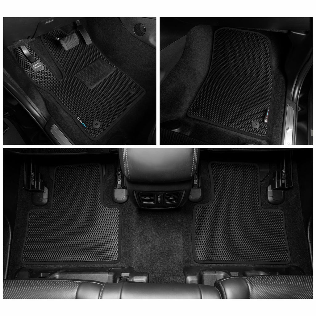CLIM ART Watertrap Custom Fit Floor Mats matching for Jeep Grand Cherokee 2016-2021, 1st & 2nd Row, Car Mats Floor Liner, All-atmospheric conditions, Car Accessories for Man & Woman, Black/Black - FL011318032